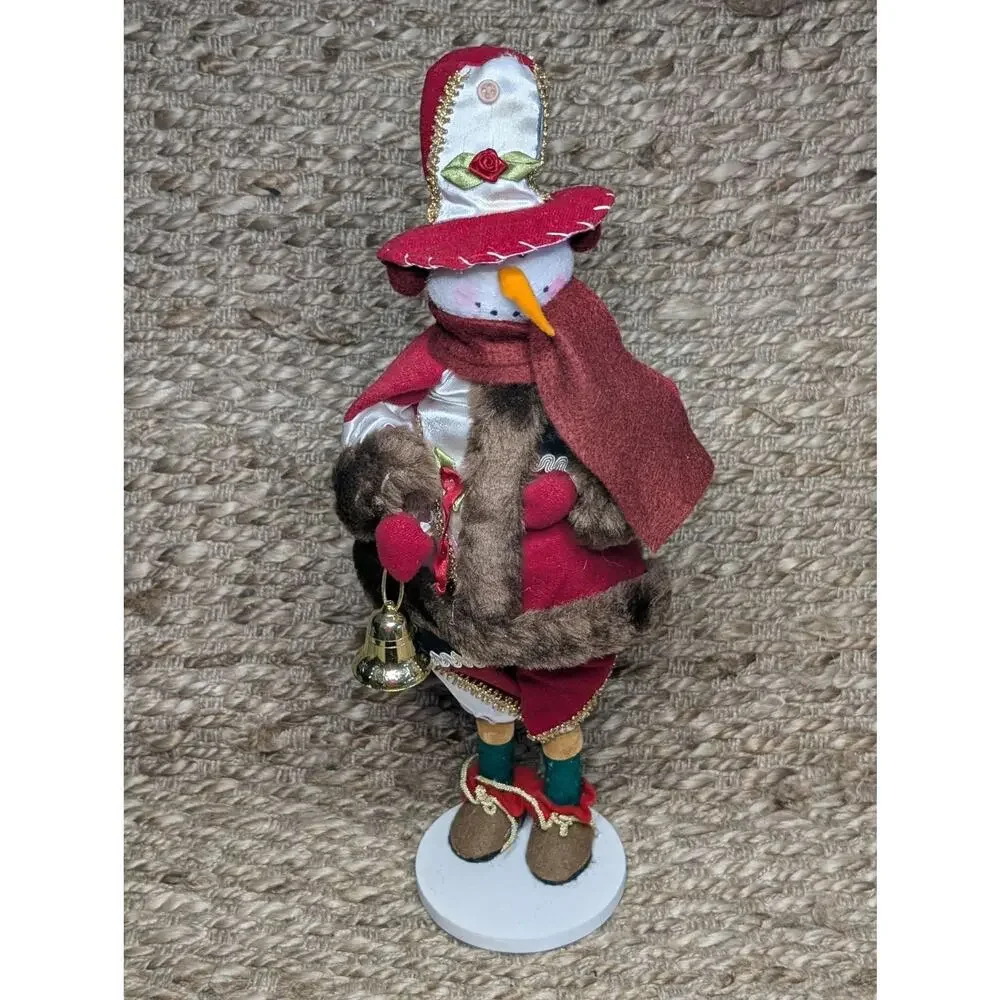 Vintage Christmas Snowman Felt Faux Fur Free Standing Figurine Holiday Decor 17